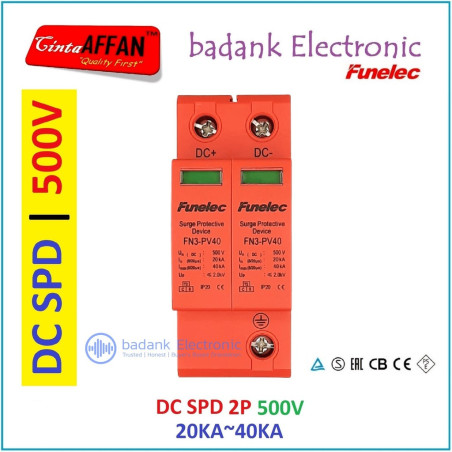 DC SPD 2P 500V 20-40KA Surge Arrester Protect Device Solar Panel Surya
